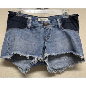 Madewell Maternity Relaxed Denim Shorts Size 27 Side Panels Raw hem